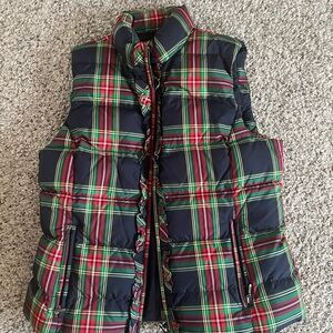 Talbots Multicolor Plaid Puffer Vest
